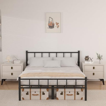 Full Bed Frame with Headboard,Steel Slat Support,Easy Assembly, view 2