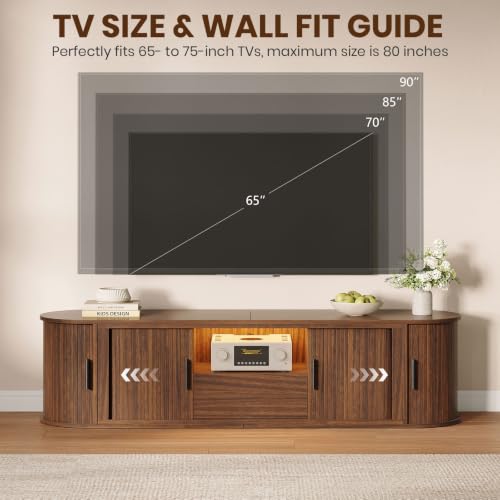 TV Stand, Extendable Media Console with Sliding Storage Doors, view 4