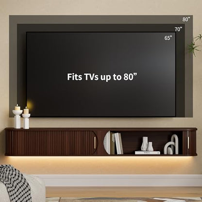 71" Floating TV Stand with Power Outlet for TVs up to 80", view 4