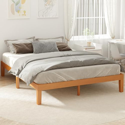 Solid Wood Pine Platform Bed Frame with Storage, view 3
