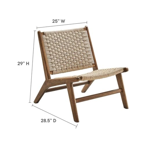 Saoirse Woven Rope Wood Accent Lounge Chair in Walnut Natural
