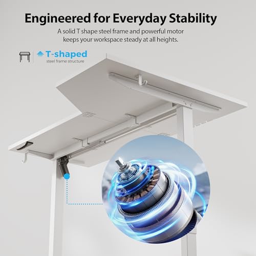 55 x 32 Inch Corner L Shaped Electric Standing Desk, White, view 6