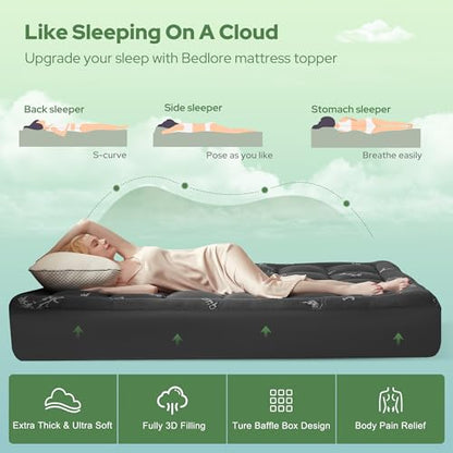 Twin Mattress Topper, Thick Pillow Top Mattress Pad, view 5