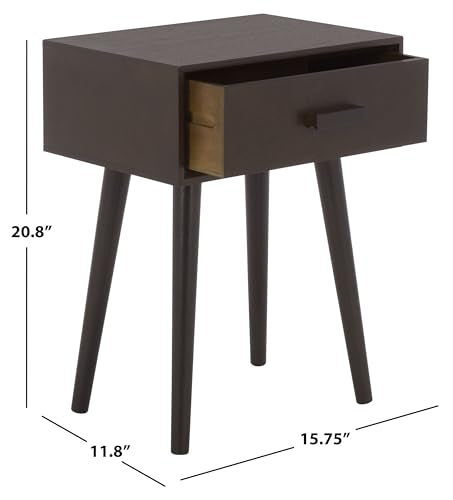 SAFAVIEH Home Collection - Lyle Dark Chocolate Accent Table, 1 Drawer, Mid-Century Modern Design (ACC5702F)