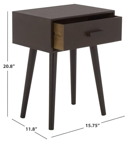 SAFAVIEH Home Collection - Lyle Dark Chocolate Accent Table, 1 Drawer, Mid-Century Modern Design (ACC5702F)