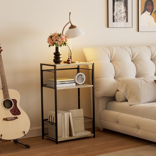 3 Tier End Table, Record Player Stand with Storage Up to 100 Albums, view 3