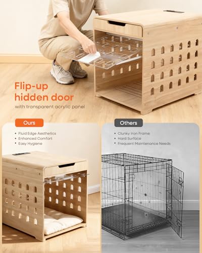 Upgraded Modern Dog Crate Furniture with Charging Station Medium Kennel Indoor, view 6