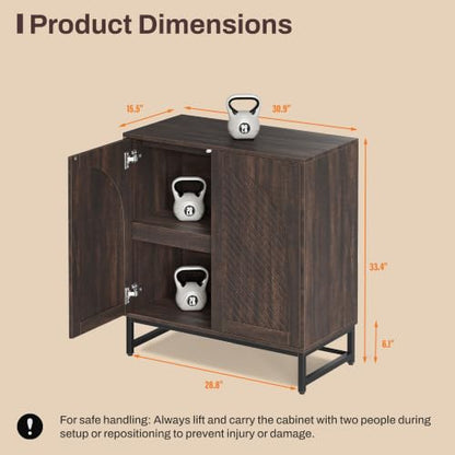 Fluted Sideboard Buffet Cabinet with Storage,Walnut, view 3