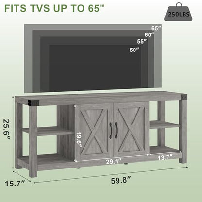 TV Stand for 65 in TV, Farmhouse Entertainment Center with Storage, view 3