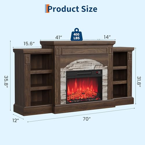 Fireplace TV Stand with Remote and 3D Flame, view 3