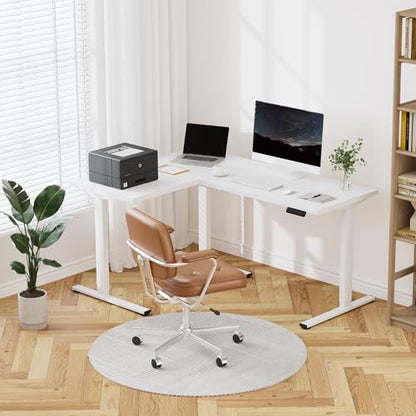 FLEXISPOT 63 x 48 Reversible L-Shaped Corner Standing Desk, White, view 3