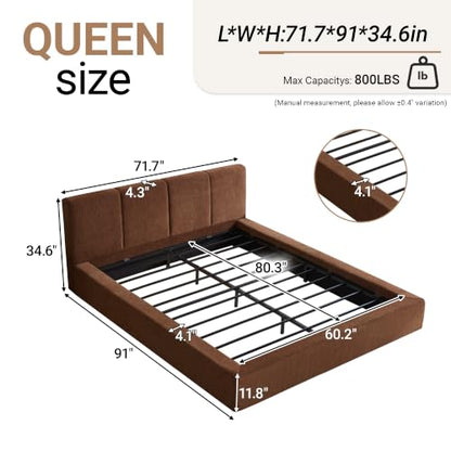Queen Cloud Bed Frame with Cushion Headboard and 360° Foam Surround, view 3