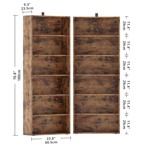 Bookshelf and Bookcases 70" Tall, 6 Tiers Display Storage Shelves, view 4
