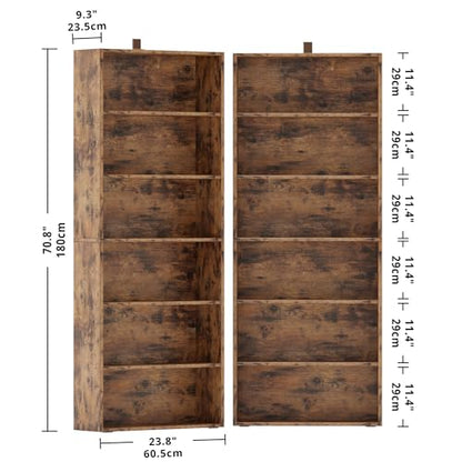 Bookshelf and Bookcases 70" Tall, 6 Tiers Display Storage Shelves, view 4