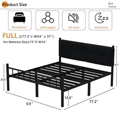 Metal Bed Frame, 14Inch Full Bed Frame with Headboard, view 3