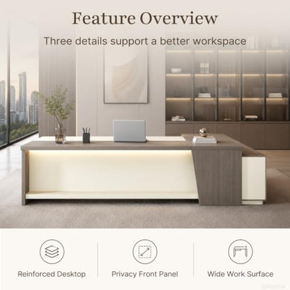 79 Inch L Shaped Executive Office Desk with Storage Cabinet, view 6