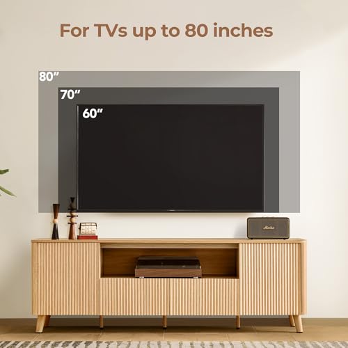 CHITA 70" Mid Century Modern TV Stands for 80 inch TV, Oak, view 5