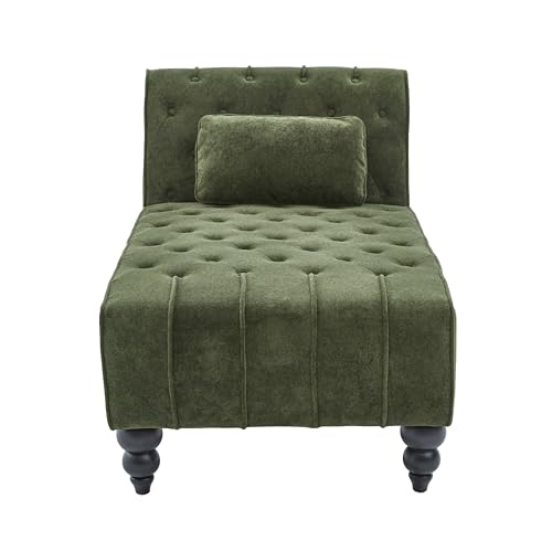 Rafaela Velvet Upholstered Chaise Lounge Chair Indoor with Lumbar Pillow, view 4