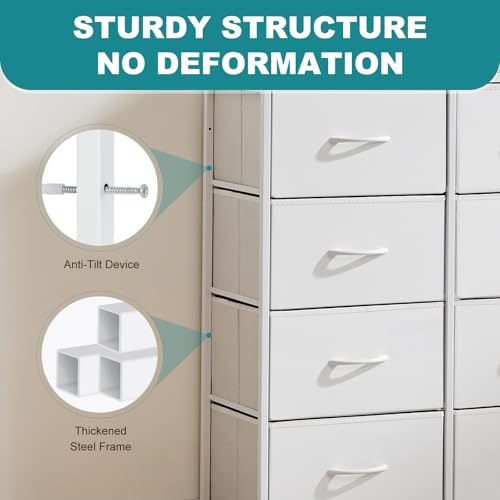 8 Drawer Storage Dresser for Bedroom, White Closet Organizers Units, view 7