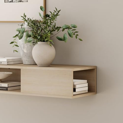 70 Inch TV Stand with LED Lights, Oak, view 6