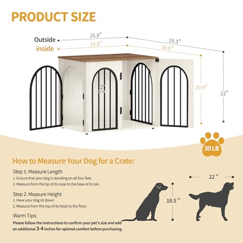 26.8'' Dog Crate Furniture,Dog Kennel Indoor for Small Dogs, view 3