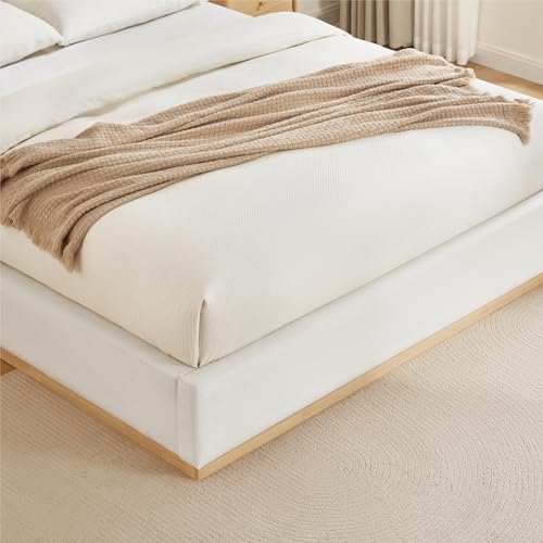 Upholstered Boucle Bed Frame Noise-Free Assembly, view 7