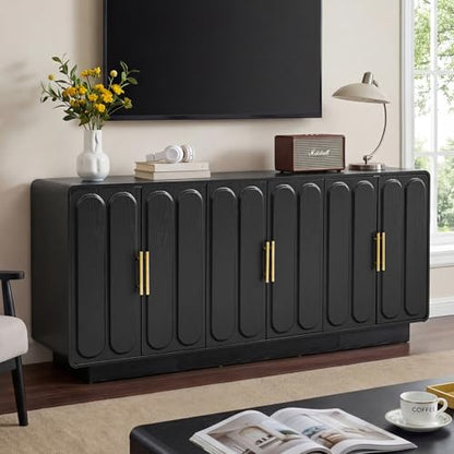 63" Modern Buffet Cabinet with Storage, Large Arched Credenza with 6 Doors, view 8
