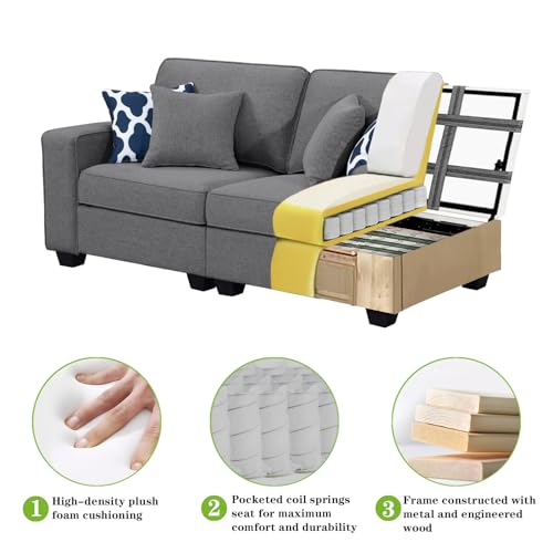 Oversized Modular Sectional Sofa,U/L‑Shaped Reversible Couch with Ottoman,Deep Seat Plush Polyester Sofa for Living Room,8‑Seater,Dark Grey