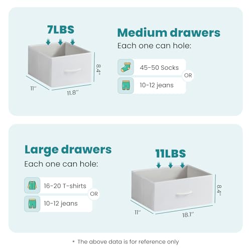 7 Drawer Fabric Dresser, Storage Tower for Bedroom and Closet, view 4