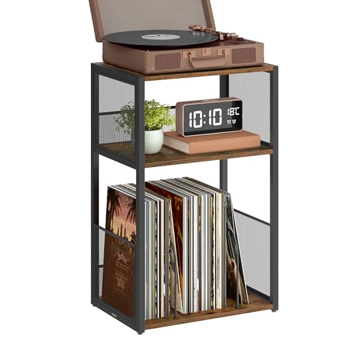 3-Tier Record Player Stand, Vinyl Record Storage up to 100 Albums, view 2