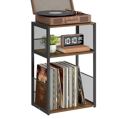 3-Tier Record Player Stand, Vinyl Record Storage up to 100 Albums, view 2