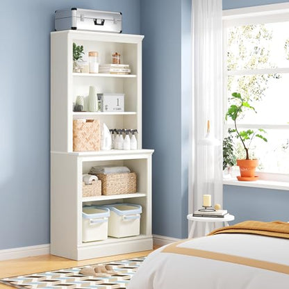 72" Tall Bookcase, White Large Floor Standing Bookshelf, 5 Tier Shelves Open Storage Organizer, Book Case for Living Room Hallway Kitchen Home Office Bedroom, White - 5 Tier