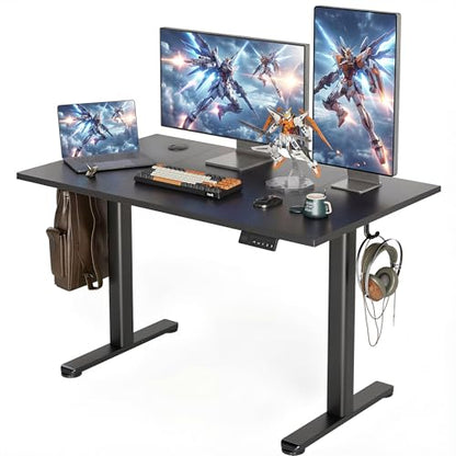 Electric Standing Desk, Adjustable Height Stand up Desks, 48 x 24 Inches Sit Stand up Desk for Home Office Computing, 3-Preset Memory Height Ergonomic Rising Desks, Black