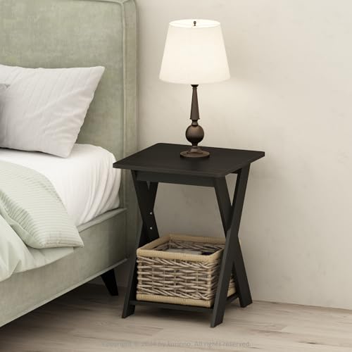 TIDUR Night Stand, Open Shelf Design X-Legs Nightstand, Criss-Crossed Bedside Table, End Table, Side Table, for Bedroom, Closet, Dorm, Espresso