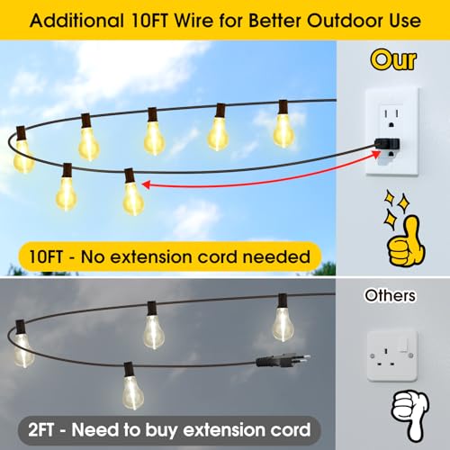100FT LED Outdoor String Lights, Waterproof Patio Lights with 32 Shatterproof Dimmable 2700K A39 Bulbs Hanging Lighting for Outside Backyard