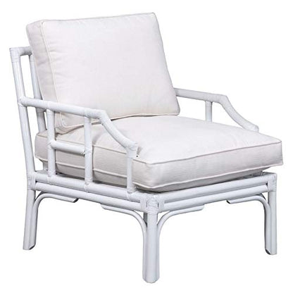 Safavieh Home Kazumi Coastal White Rattan Cushion Accent Chair (ACH6508A)