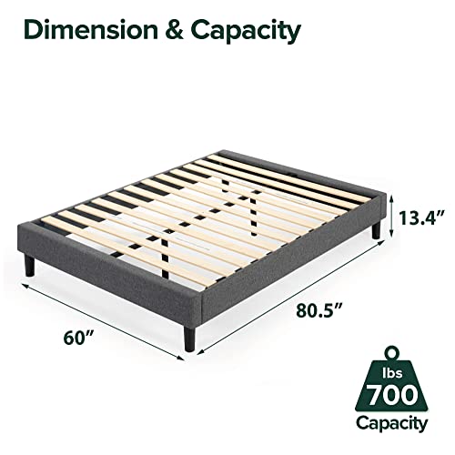 Curtis Upholstered Platform Bed Frame, Mattress Foundation, Wood Slat Support, view 4