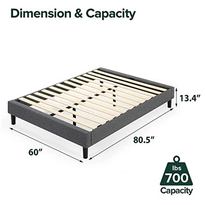 Curtis Upholstered Platform Bed Frame, Mattress Foundation, Wood Slat Support, view 4