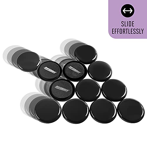 2-1/2" Round Reusable Furniture Sliders for Carpet, Anti-Slip Protective Furniture Moving Pads for Beds, Sofas, Dressers, Set of 8, Black