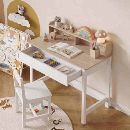 39 Inch Small Computer Desk with Drawer and Hutch, view 5