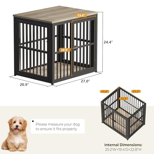 27'' Dog Crate Furniture with 3 Doors for Puppy Small Dogs, view 8