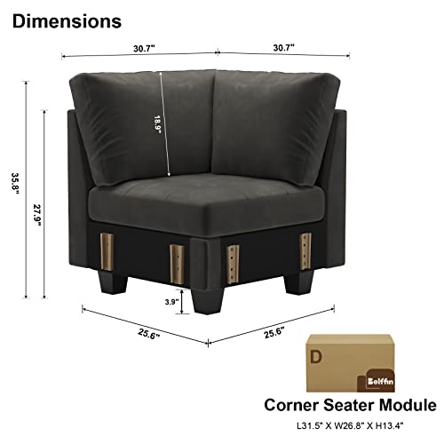 Corner Seat Module for Modular Sectional Sofa Grey