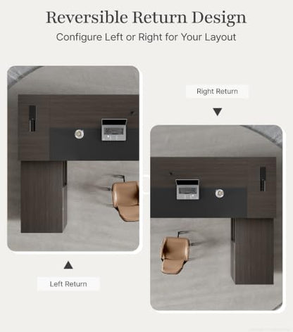 87" L-Shaped Executive Desk with Reversible Return, view 7