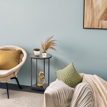 Small End Table,c Table End Table for Sofa,Round Coffee Table is Suitable for Living Room and Bedroom.(Black)