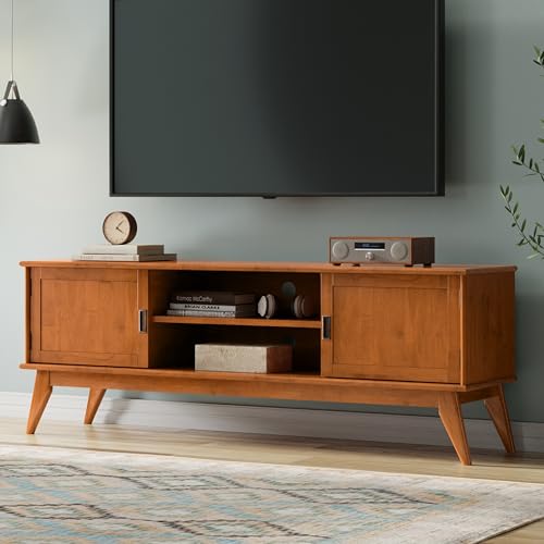 Draper 72" Wide Solid Wood TV Stand in Teak Brown, view 3