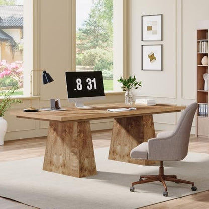 63-Inch Executive Desk, Large Office Computer Desk with Double Pedestal, view 5