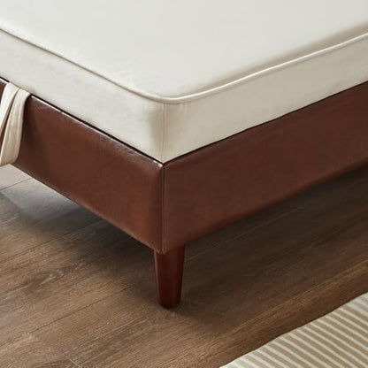 Modern Comfort Chaise Lounge, Deep-Seat Sofa with Velvet & Wood Frame, view 6