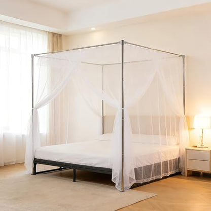 Canopy Bed Frame Full Size, Stainless Steel Metal Bed Post Poles, view 5