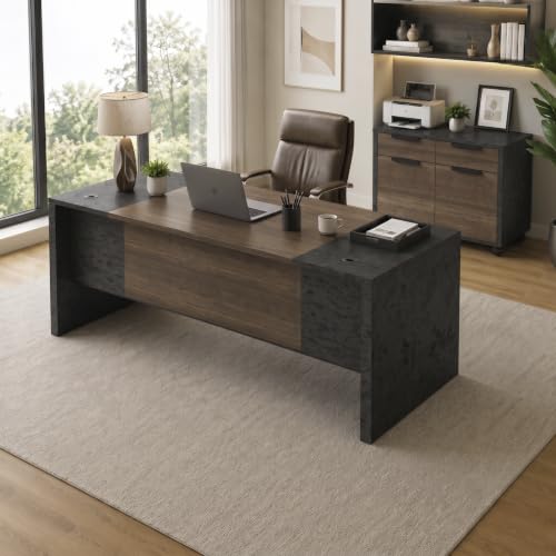70.8” L Shaped Executive Desk with Reversible Mobile Storage Cabinet, view 2