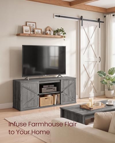 Farmhouse TV Stand for 65'' TV, Media Console, Sliding Barn Doors, view 8